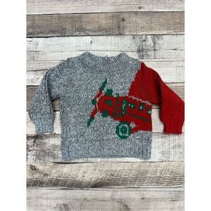 Vintage 12mo. Baby Boy Christmas Holiday Red Green Acrylic Long Sleeve Sweater